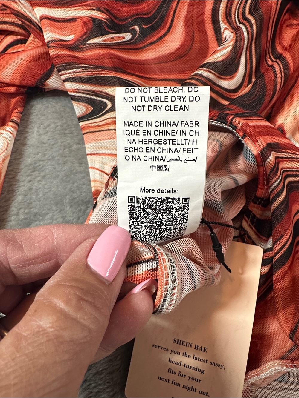 NWT SHEIN BAE Orange Swirl Cutout Long Sleeve MESH Bodysuit SZ S 🧡🤎 - Picture 10 of 10